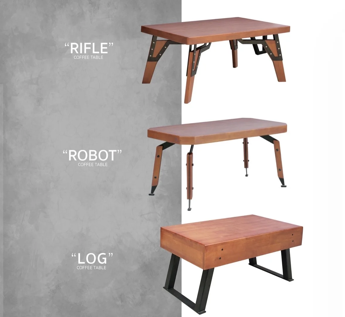 ดีไซน์โต๊ะกลางโซฟาไม้ Better Craft รุ่น RIFLE ROBOT และ LOG สวยงามทนทาน